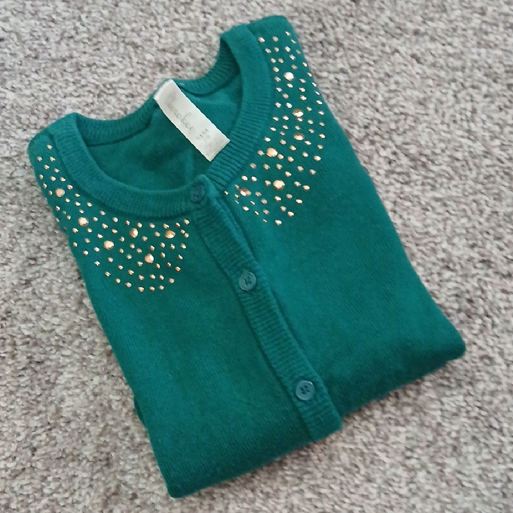 🎄🎄Cherokee Green Cardigan with Gold Details Size Med (7-8)
